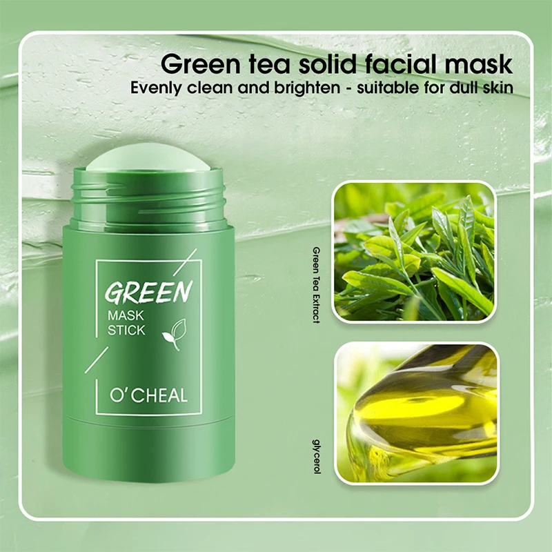 Ocheal Mask Green Tea Bamboo Charcoal Solid Facial Cleansing Stick Deep Cleansing Pores, Removes Blackheads, Controls Oil, Moisturizes and Hydrates, Smear-On Mud Mask for Men and Women. thumbnail 2