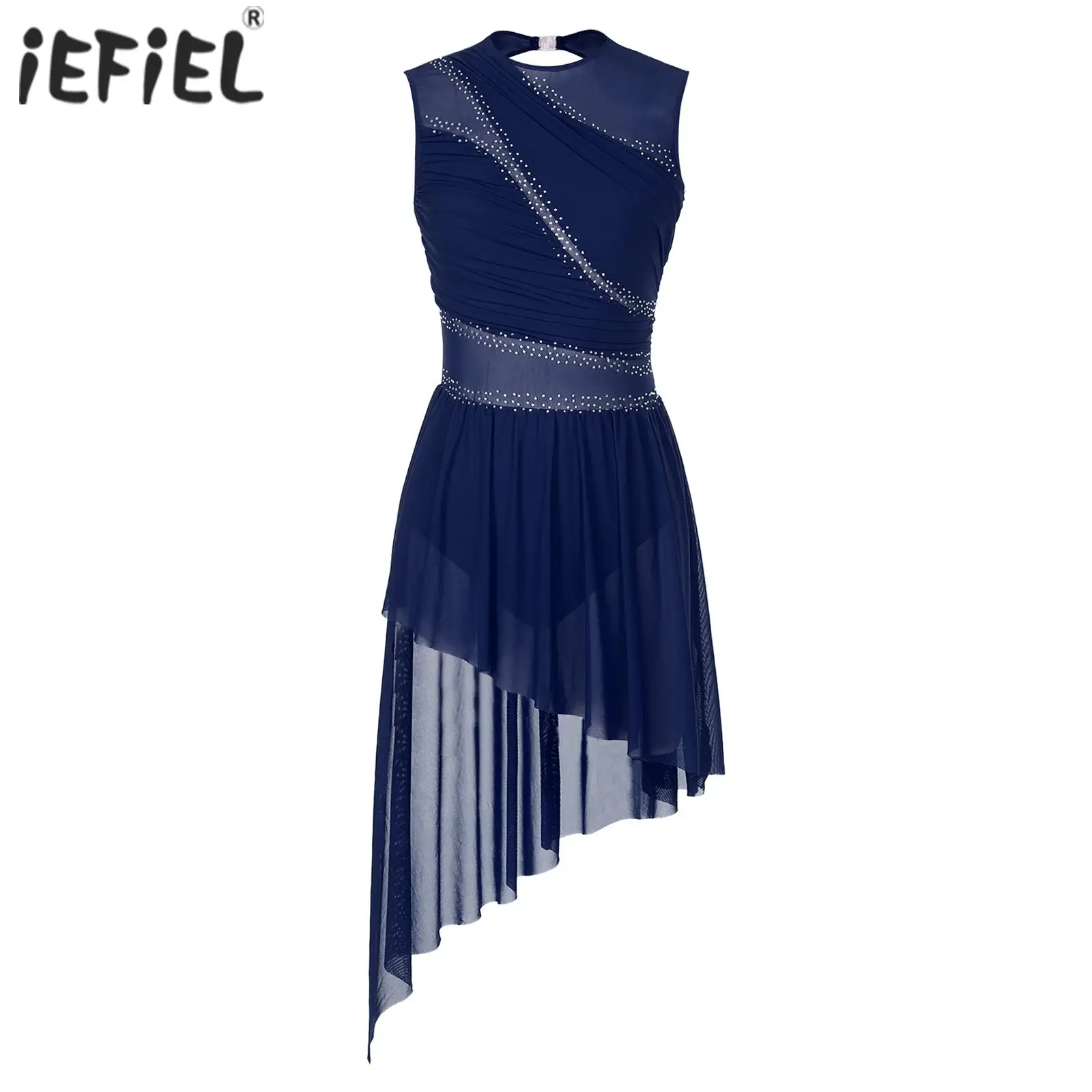 Womens Ballet Leotard Dress Sleeveless Modern Contemporary Dancewear Gymnastics Workout for Figure Skating Stage Performance
