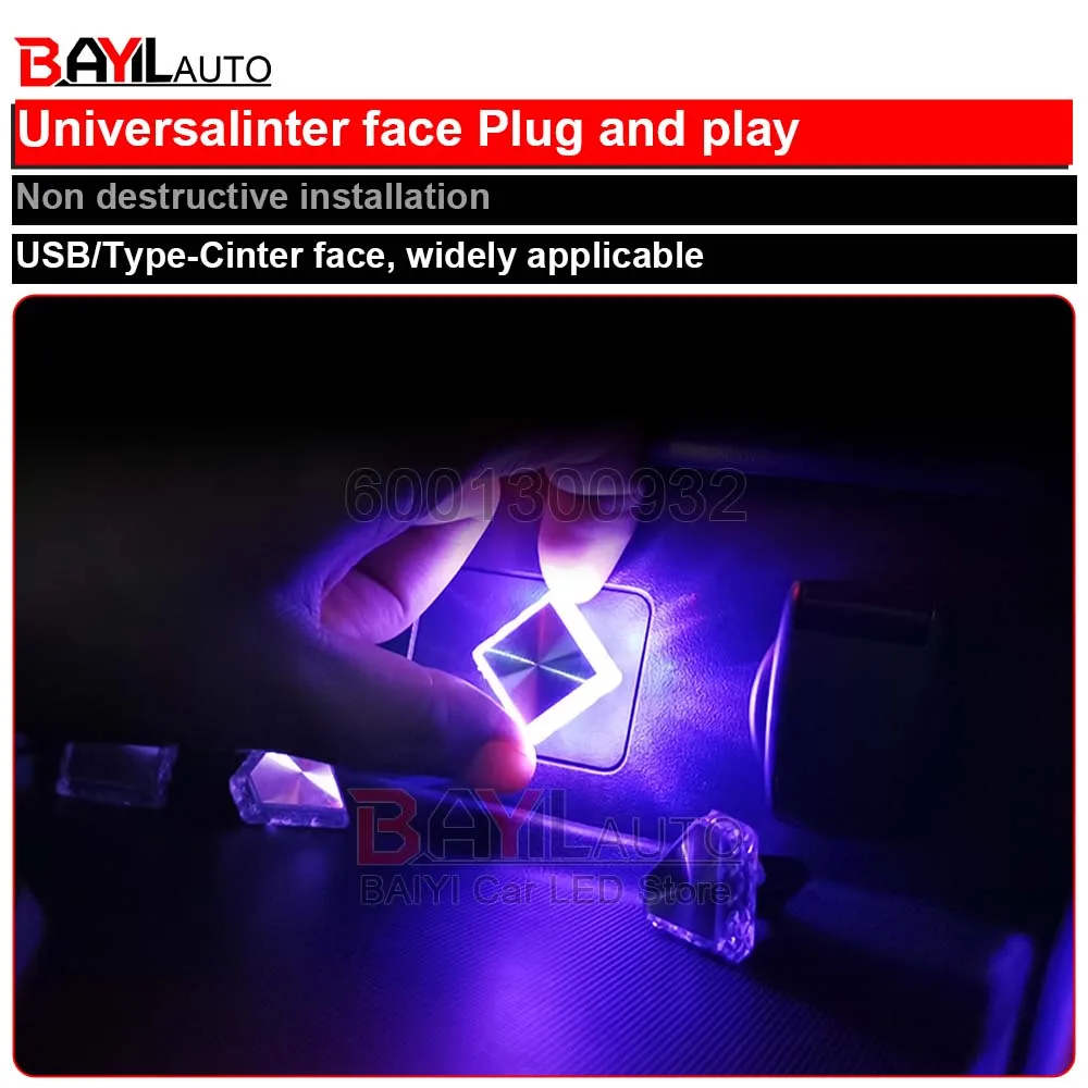 creativity 7 colors Touch Little Night Light, car LED atmosphere Lamp, Multi-color adjustable, Suitable for USB & Type-C thumbnail 2