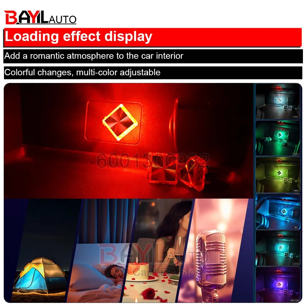 creativity 7 colors Touch Little Night Light, car LED atmosphere Lamp, Multi-color adjustable, Suitable for USB & Type-C thumbnail 6