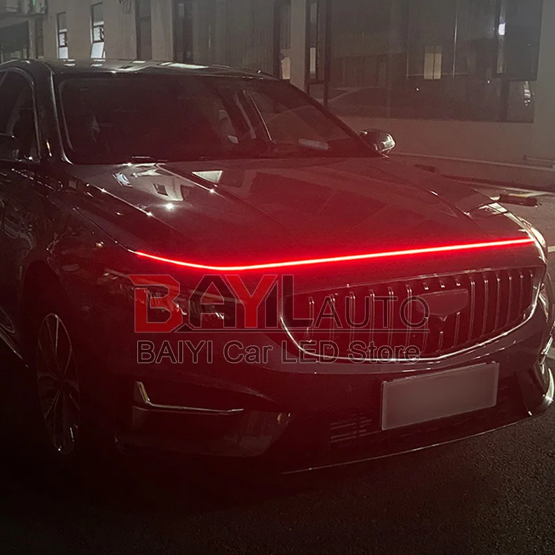 12V Red Led Car Hood Light Strip, Scan Starting Decor Lamp, Flexible Daytime Running lamp, Auto Headlight Strips Car Assecories thumbnail 6