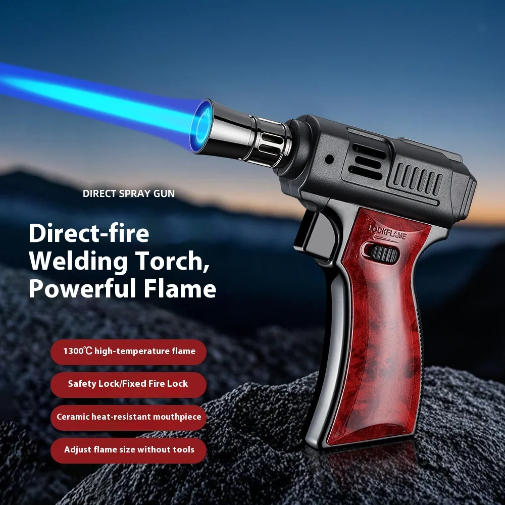 BBQ Barbecue Powerful Metal Gas Lighter Windproof Turbo Jet Blue Flame Kitchen Torch Cigar Smoking Accessories Gun Company thumbnail 3