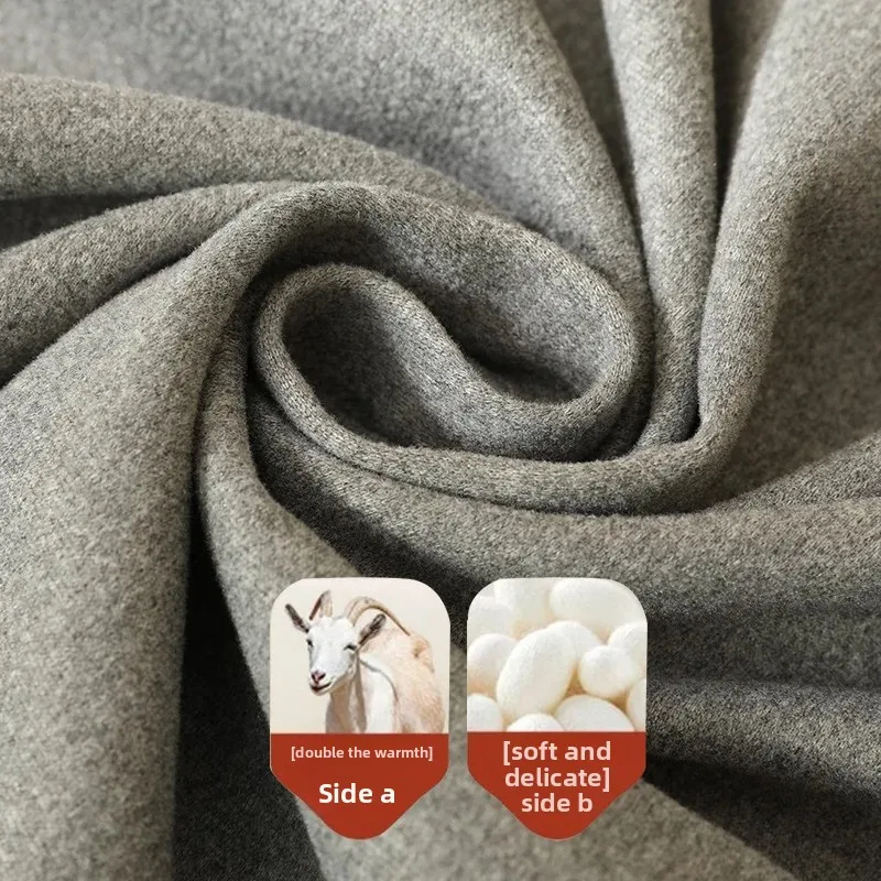Warm Underwear Set Hot Sale Of The Season New Women's Cashmere Silk Ab Face De Men's Seamless Base Shirt Autumn Clothes Autumn P thumbnail 4