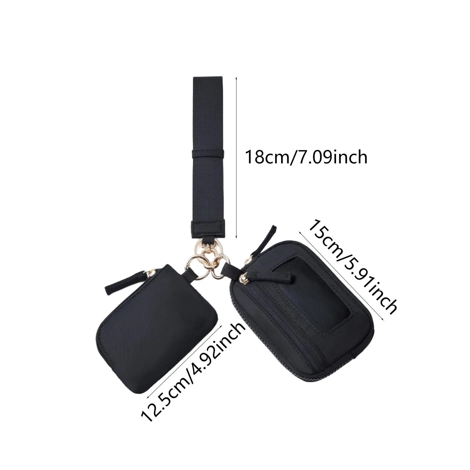 Keychain Wristlet Wallet Compartment Nylon Bag with Zipper for Travel Shopping thumbnail 6