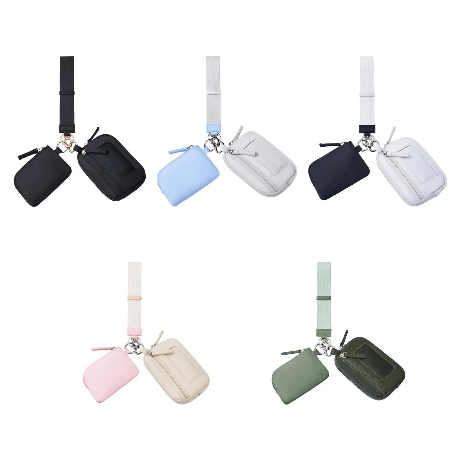 Keychain Wristlet Wallet Compartment Nylon Bag with Zipper for Travel Shopping thumbnail 2