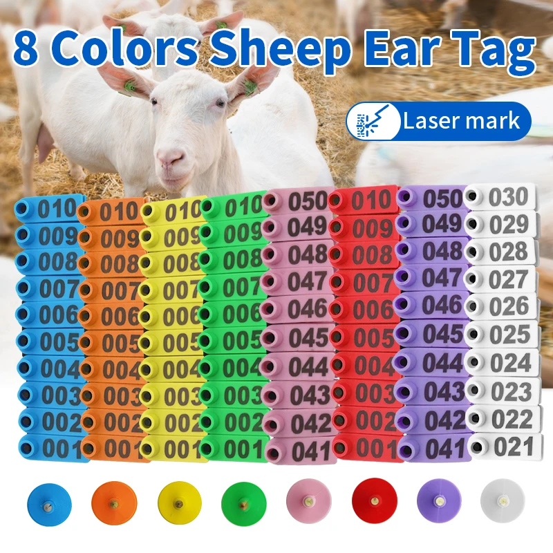 001-100 Goat Sheep Rabbit Ear Tags With The Word Ear Laser Typing Copper Head Earrings for Farm Animal Identification Card Tool