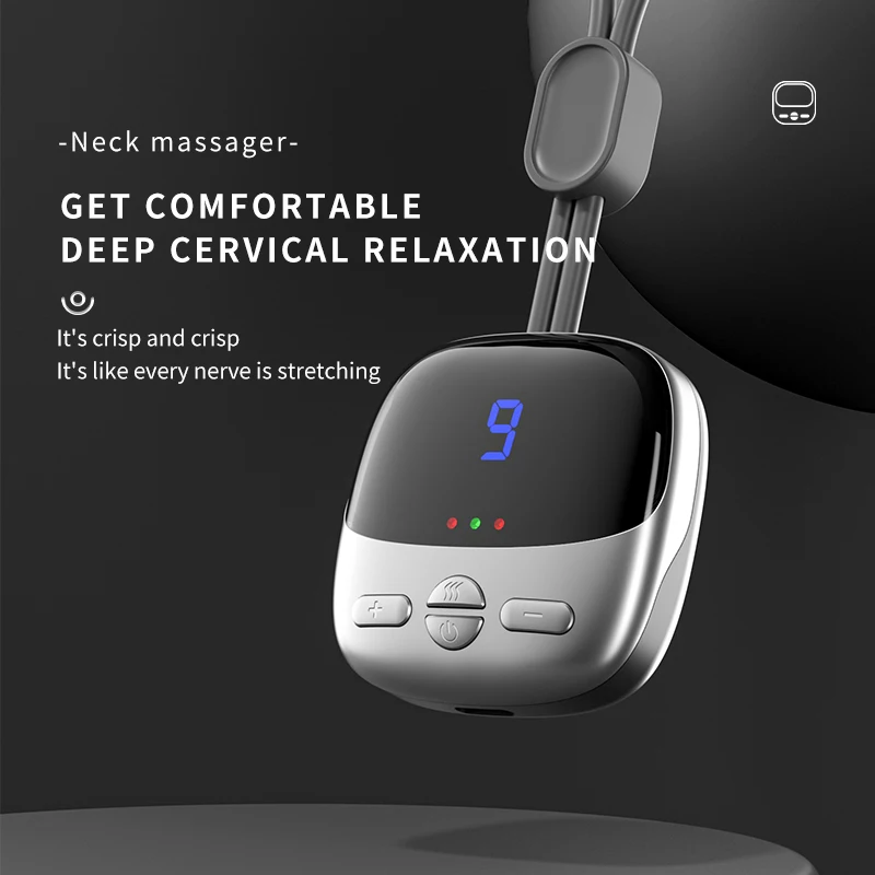 2025 Mini Portable Hanging Neck Massager With Heat Electric EMS TENS Pulse Hot Compress Smart Cervical Spine Massager Shoulder thumbnail 2