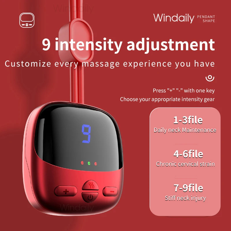 2025 Mini Portable Hanging Neck Massager With Heat Electric EMS TENS Pulse Hot Compress Smart Cervical Spine Massager Shoulder thumbnail 5