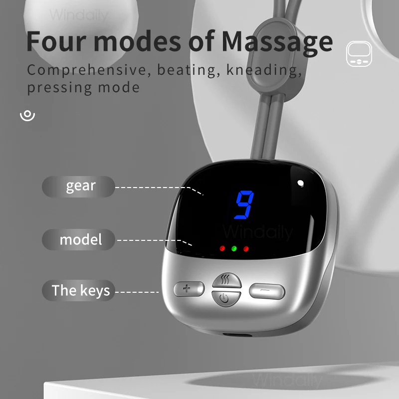 2025 Mini Portable Hanging Neck Massager With Heat Electric EMS TENS Pulse Hot Compress Smart Cervical Spine Massager Shoulder thumbnail 4