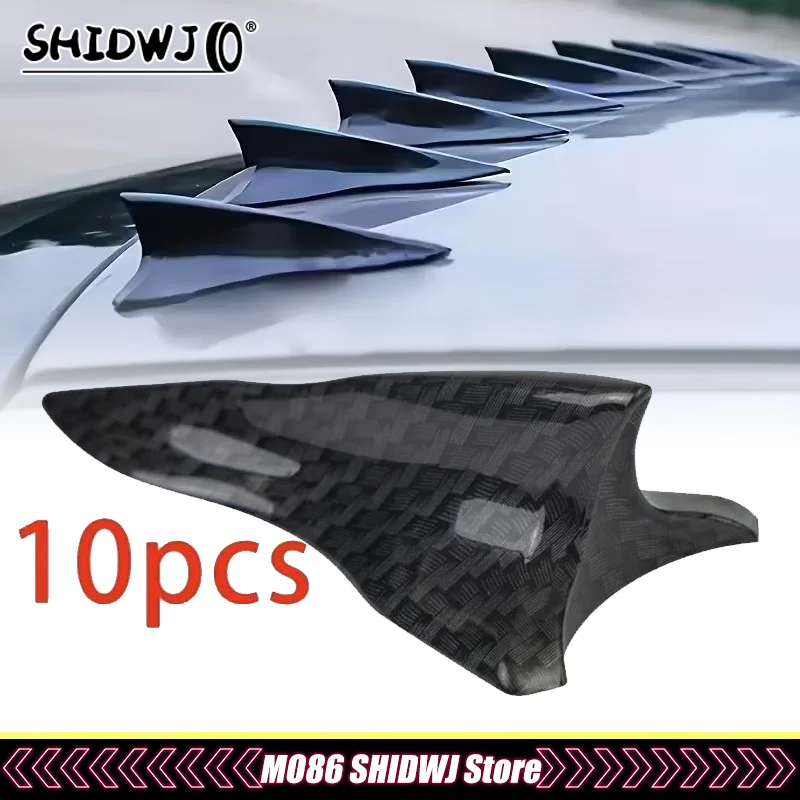 10Pcs Rear Roof Shark Fins Spoiler Wing Kit Universal Car Roof Spoiler Bumper Spoiler Shark Fin Diffuser Vortex Generator