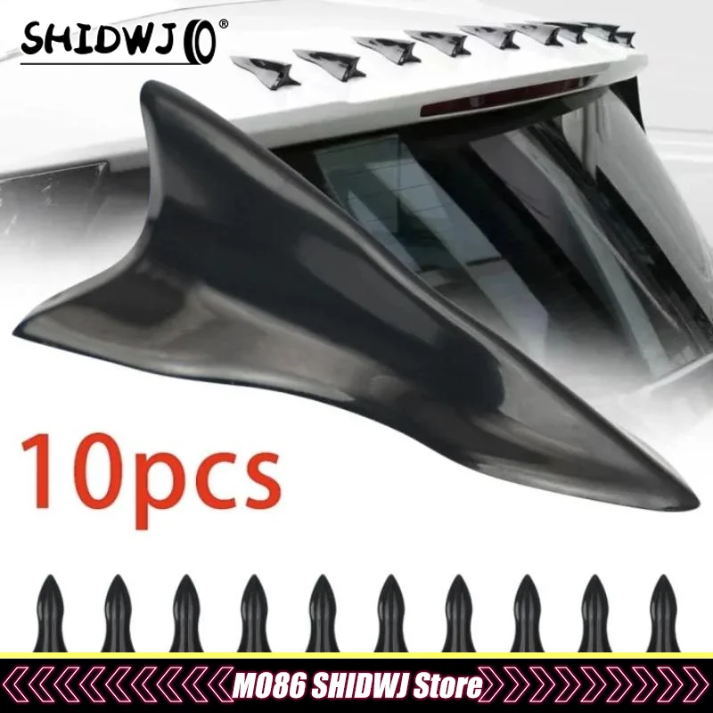 10Pcs Rear Roof Shark Fins Spoiler Wing Kit Universal Car Roof Spoiler Bumper Spoiler Shark Fin Diffuser Vortex Generator thumbnail 2