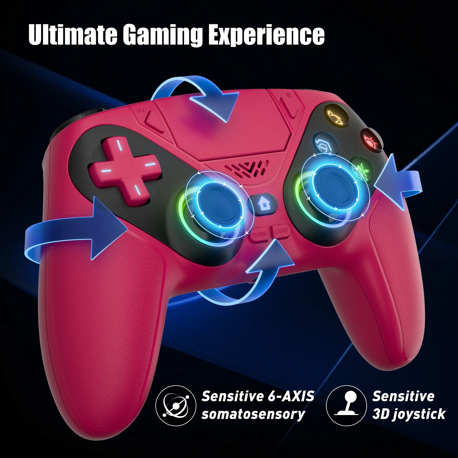Controller For Playstation 5/PS5 Pro/Slim/PC,6-Axis Gryo No Drift RGB Wireless Gamepads Marco/Turbo Game Joystick Remote Control thumbnail 4