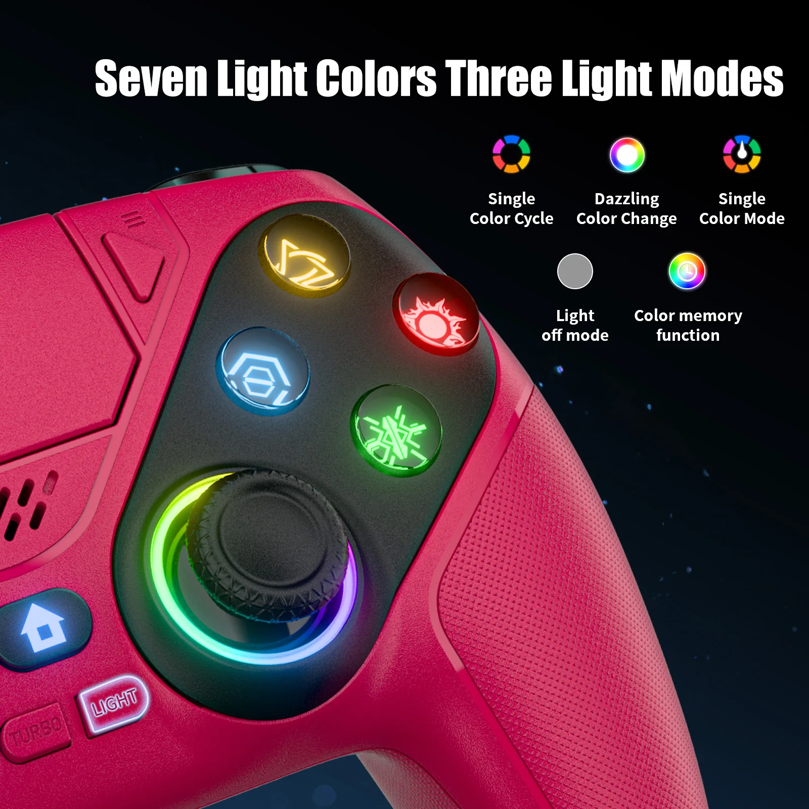 Controller For Playstation 5/PS5 Pro/Slim/PC,6-Axis Gryo No Drift RGB Wireless Gamepads Marco/Turbo Game Joystick Remote Control thumbnail 3