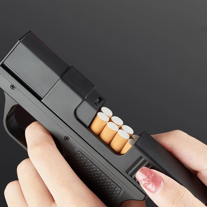 Creative Pistol Lighter Cigarette Box 10PCS Jet Butane Gas Torch Lighter Welding Gun Windproof Cigar Lighter Unusual Men Gift thumbnail 5