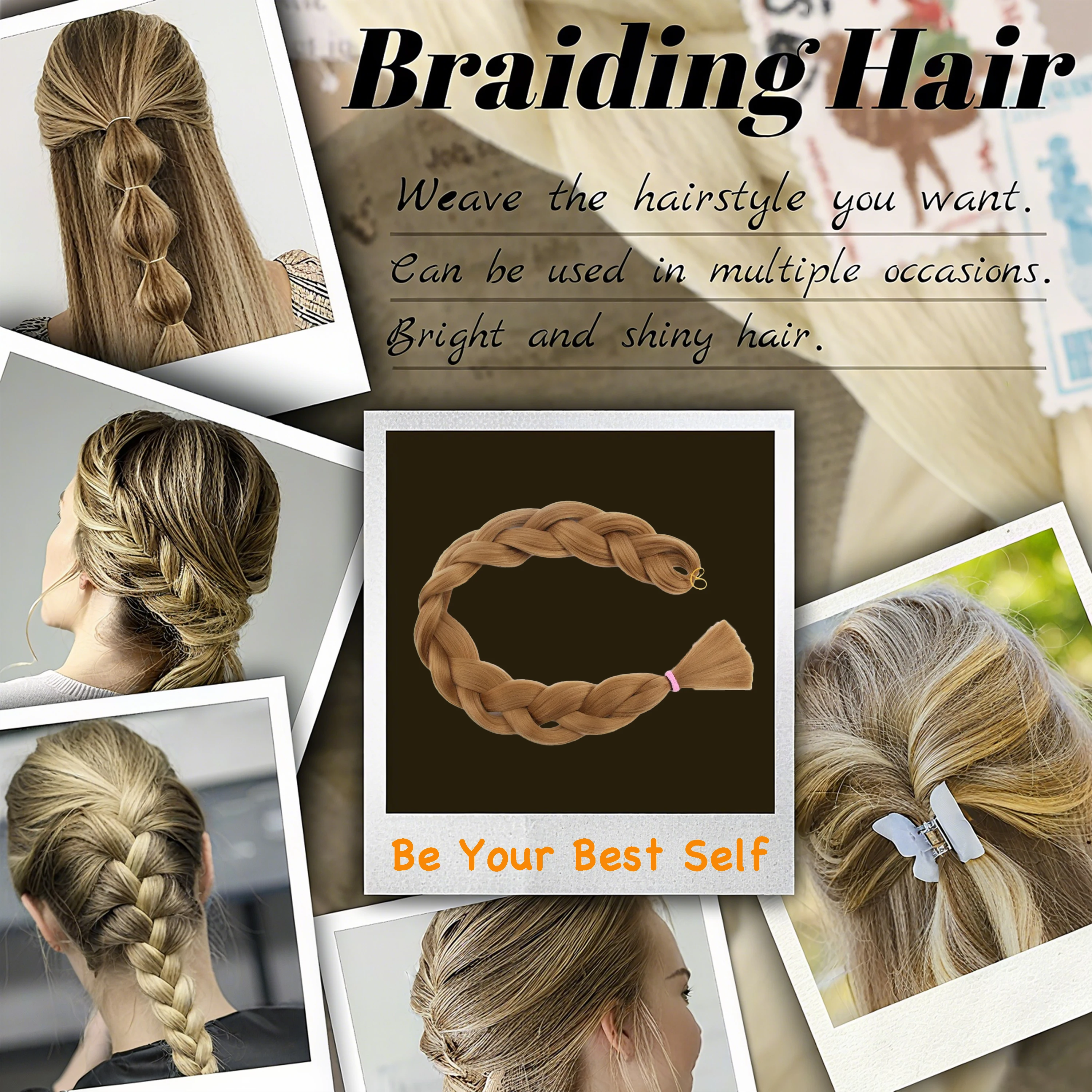 Jumbo BraIding Hair Extensions 82inches Synthetic Crochet Braid Hair Extension for Box Twist Braids Pre-stretched Braiding Hair thumbnail 4