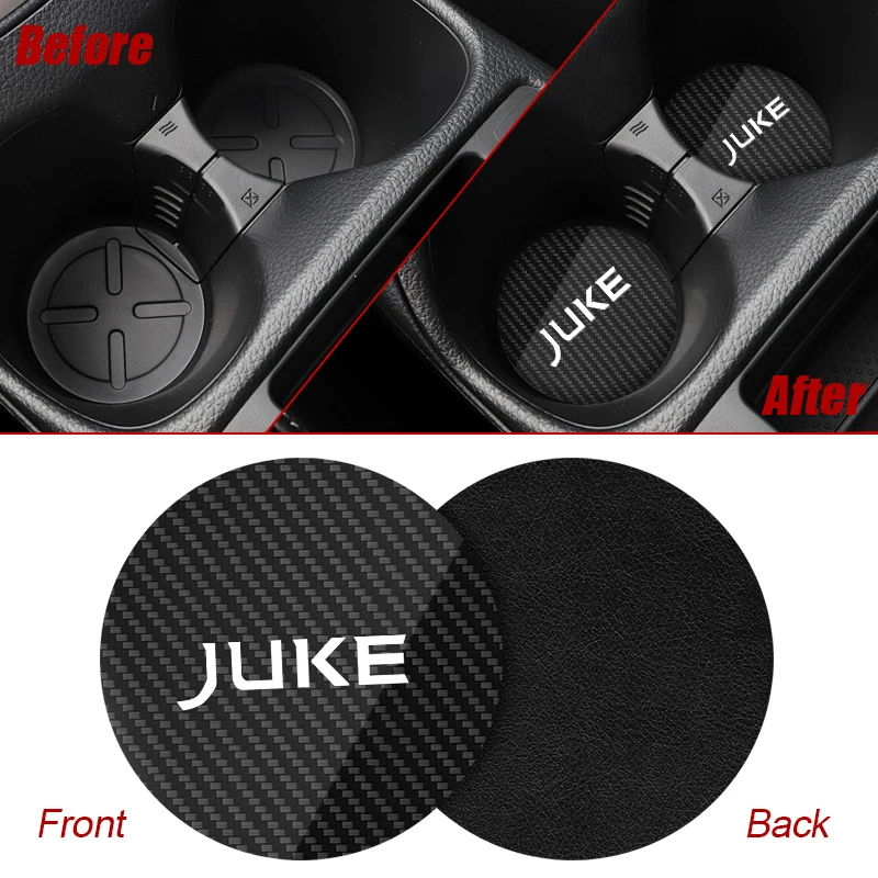 2Pcs Leather Car Cup Holder Pad for Nissan Juke F15 F16 Auto Water Bottle Coaster Anti Slip Mat Decoration Accessories thumbnail 4