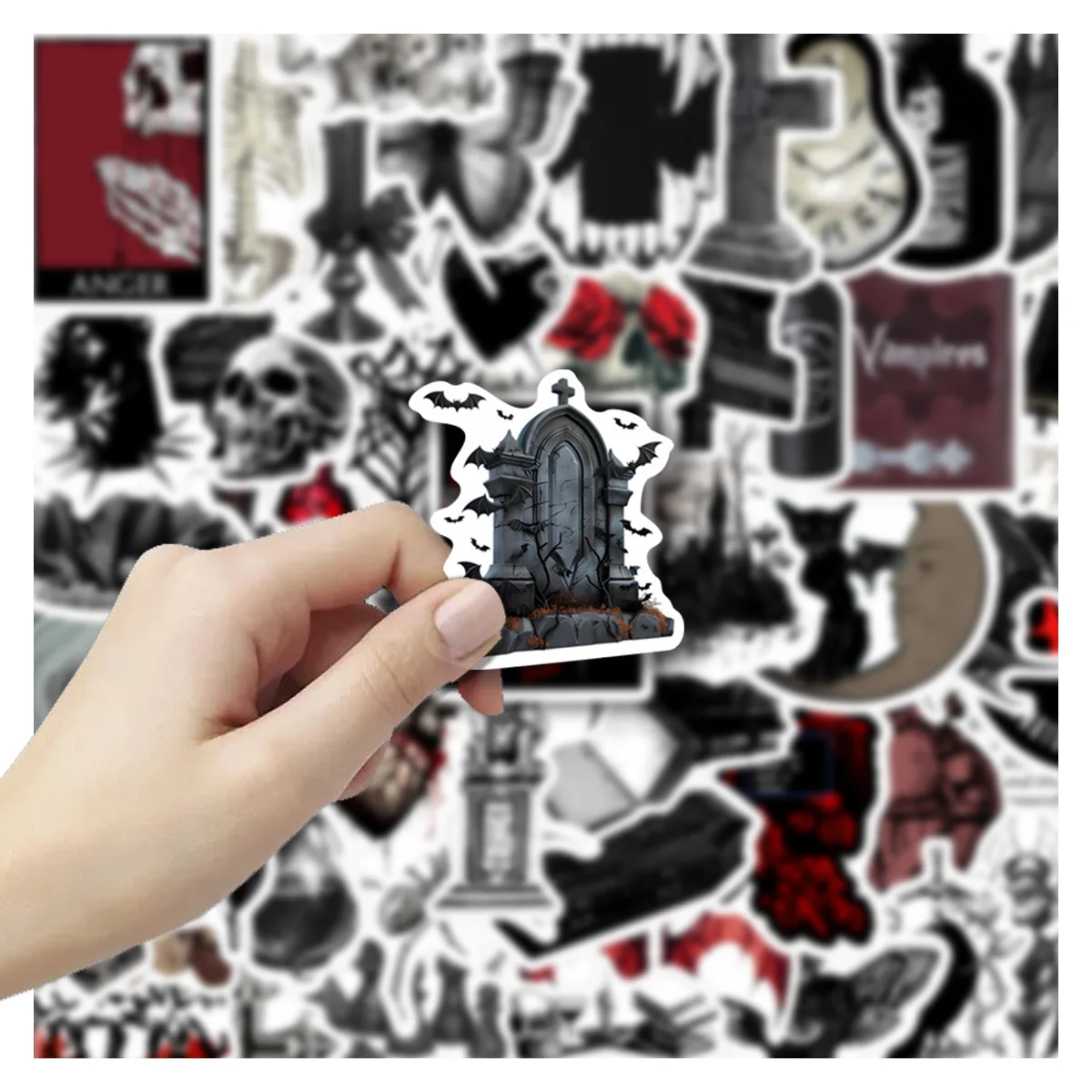 50Pcs Vampire Elements Stickers Gothic  DIY Stickers Scrapbooking Phone Luggage Skateboard Waterproof Decals thumbnail 3