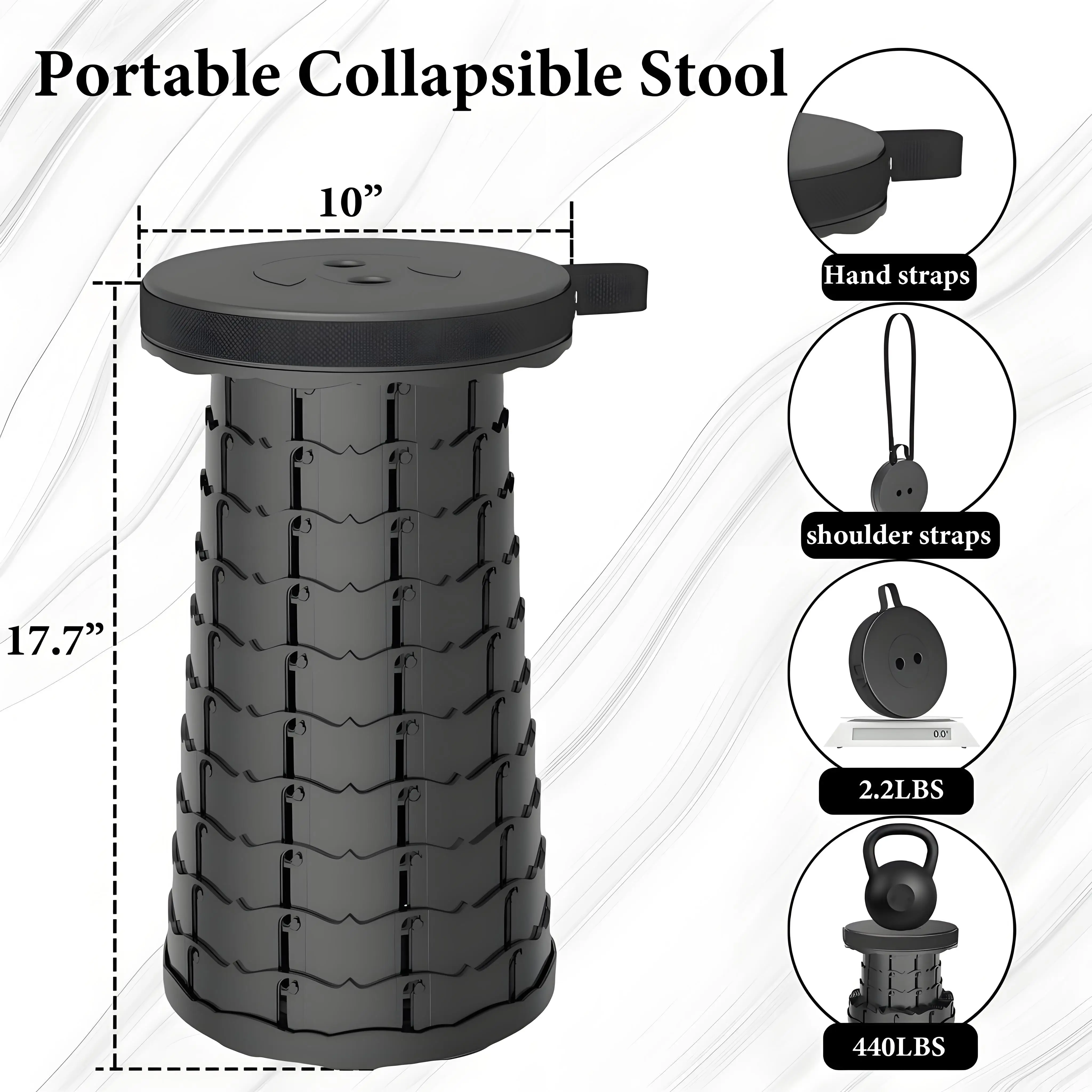 Portable Folding Stool Capacity Compact Camping Seat | Lightweight for Fishing Hiking Outdoor Events Subway Bus Commuting thumbnail 6