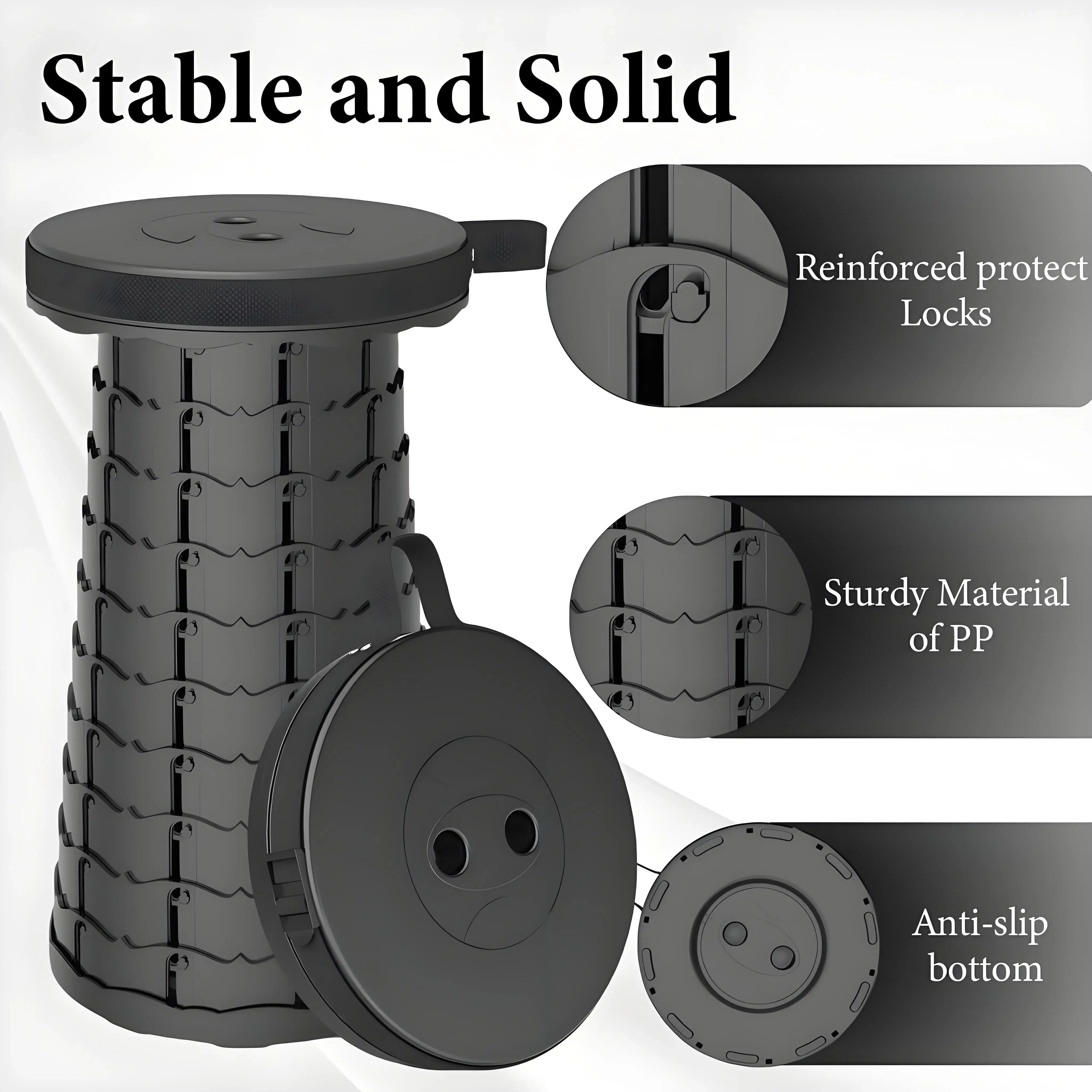 Portable Folding Stool Capacity Compact Camping Seat | Lightweight for Fishing Hiking Outdoor Events Subway Bus Commuting thumbnail 3