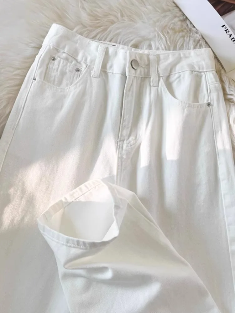 Straight Leg Women Jeans Y2K Style Slim Fit Casual Trousers High Waist Loose Pants Autumn Fashion Trendy White Design thumbnail 4