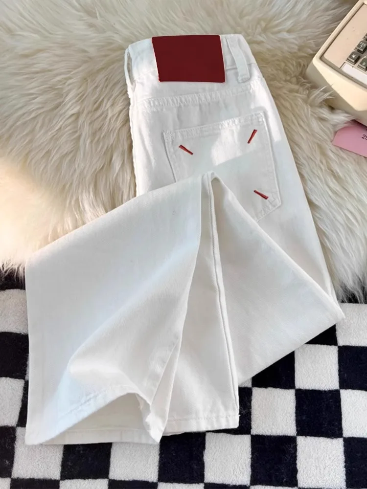 Straight Leg Women Jeans Y2K Style Slim Fit Casual Trousers High Waist Loose Pants Autumn Fashion Trendy White Design thumbnail 5