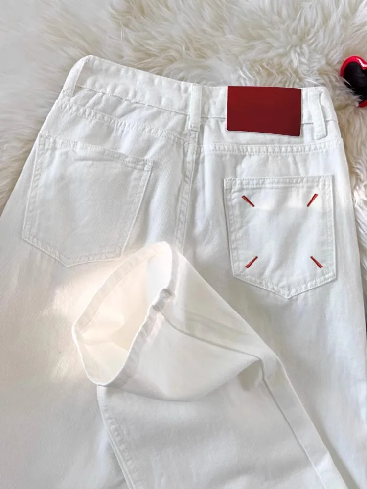 Straight Leg Women Jeans Y2K Style Slim Fit Casual Trousers High Waist Loose Pants Autumn Fashion Trendy White Design thumbnail 3