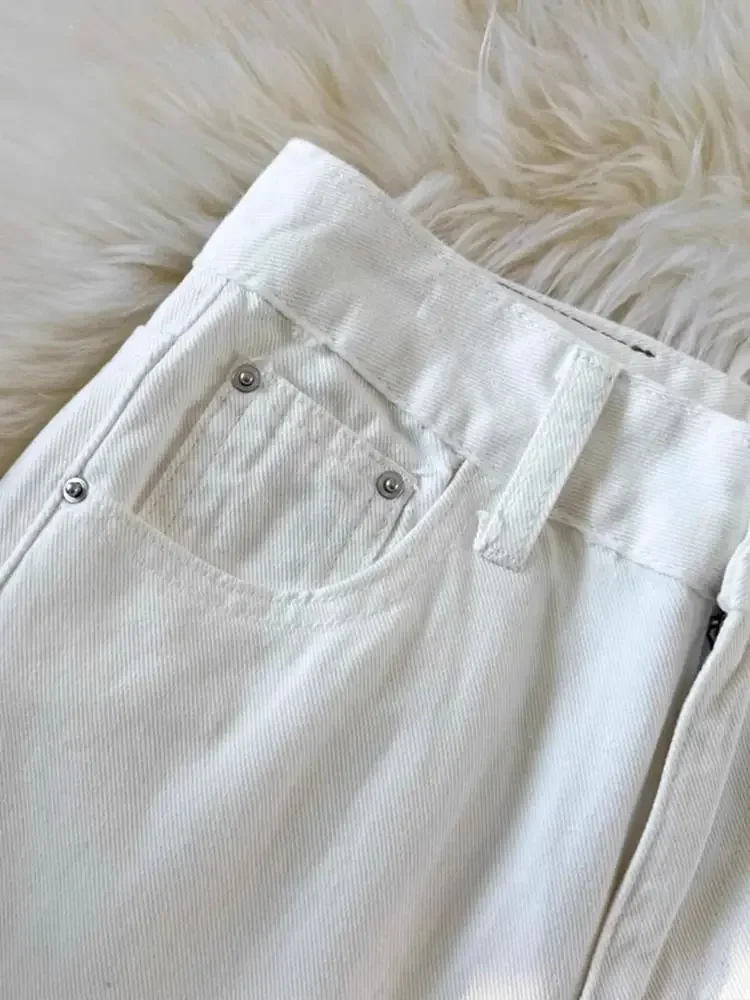 Straight Leg Women Jeans Y2K Style Slim Fit Casual Trousers High Waist Loose Pants Autumn Fashion Trendy White Design thumbnail 6