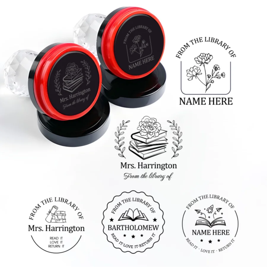 ‌Personalized Teacher Stamp with Ex Libris Design - Customizable Library Book Seal for Educators & Academic Institutions thumbnail 5
