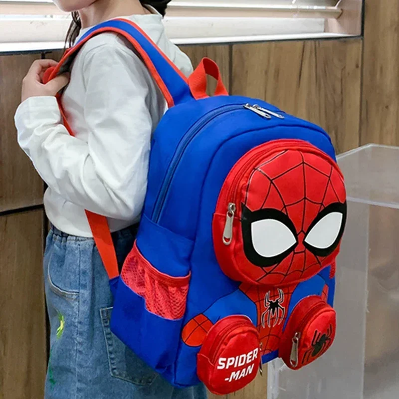 @- Spiderman Kawaii Backpacks Super Heroes Student School Bag Cartoon 3d Stereo Kindergarten Backpack Children's Travel Bag Gift thumbnail 4