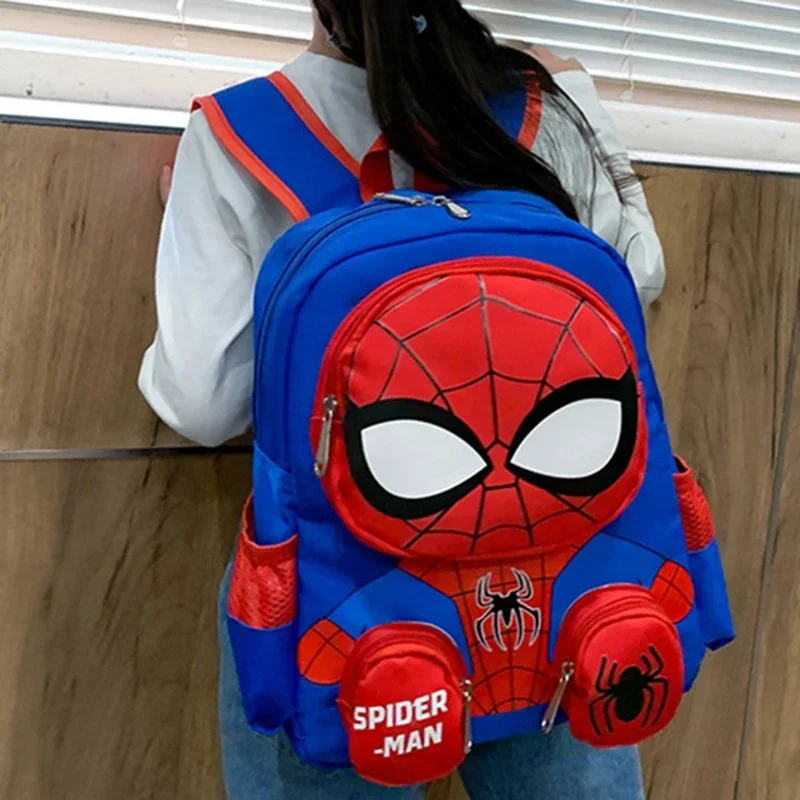 @- Spiderman Kawaii Backpacks Super Heroes Student School Bag Cartoon 3d Stereo Kindergarten Backpack Children's Travel Bag Gift thumbnail 2