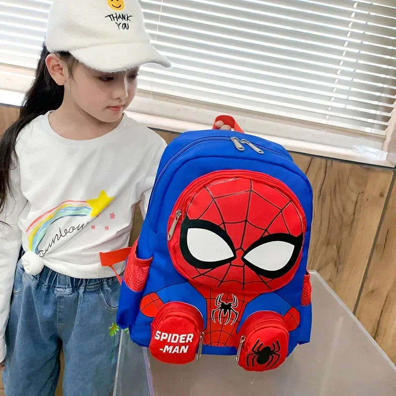 @- Spiderman Kawaii Backpacks Super Heroes Student School Bag Cartoon 3d Stereo Kindergarten Backpack Children's Travel Bag Gift thumbnail 3