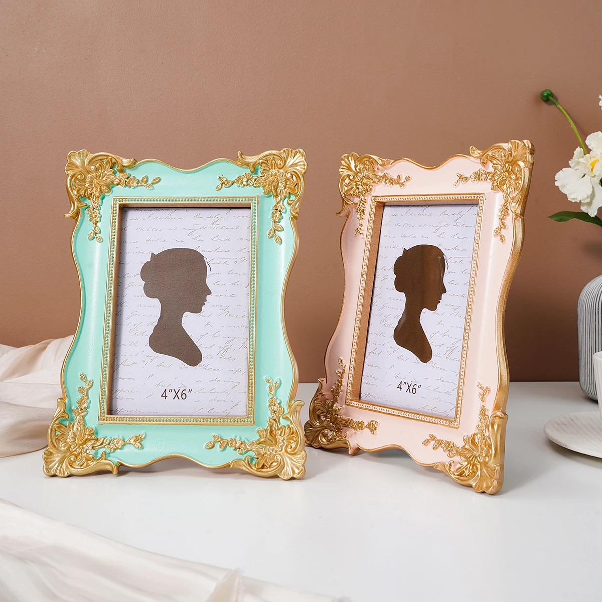 1PC, European-style three-dimensional patterned decorative photo frame, home desktop decoration photo display frame thumbnail 2