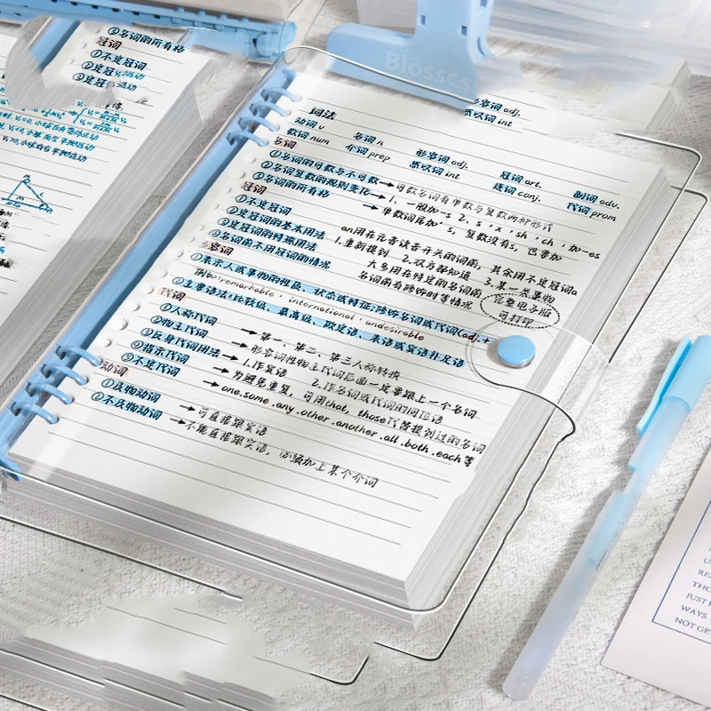 60sheets A5 Transparent Soft Leather Loose-leaf Notebooks with Detachable Ring Covers and Horizontal Lines for Students thumbnail 6