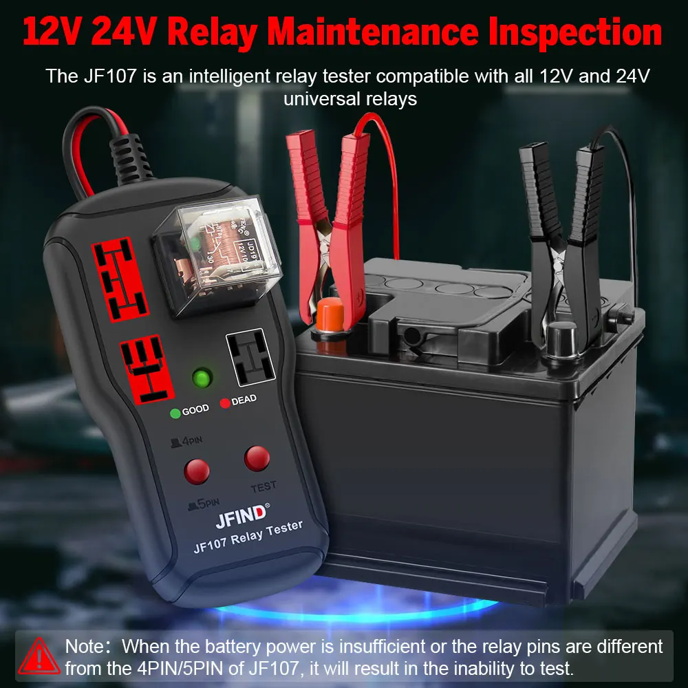 Car Relay Tester Diagnostic Tools 12V-24V Voltage Tester Battery Automotive LED Indicator Relay Detection Diagnostic Checker thumbnail 3