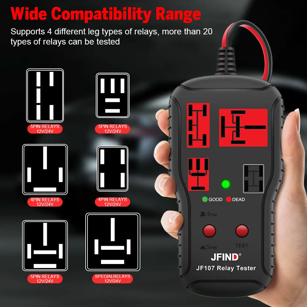 Car Relay Tester Diagnostic Tools 12V-24V Voltage Tester Battery Automotive LED Indicator Relay Detection Diagnostic Checker thumbnail 2