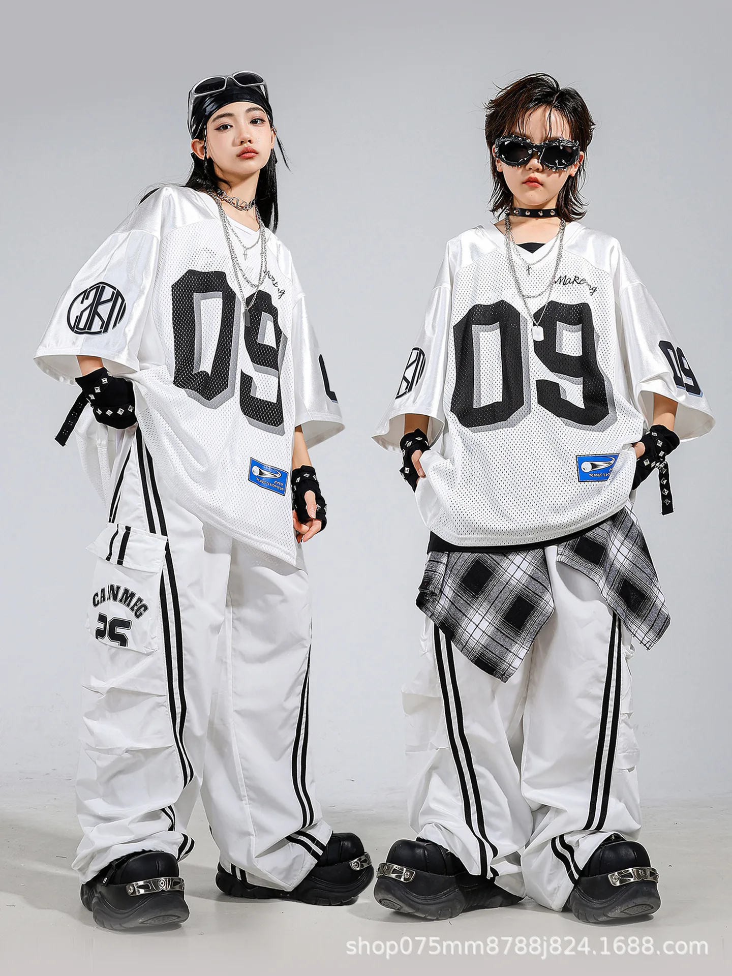 Street Dance Children's Dance Trendy Clothes Boys Fried Street Hip Hop Suit Girls Jazz Dance Catwalk Performance thumbnail 3