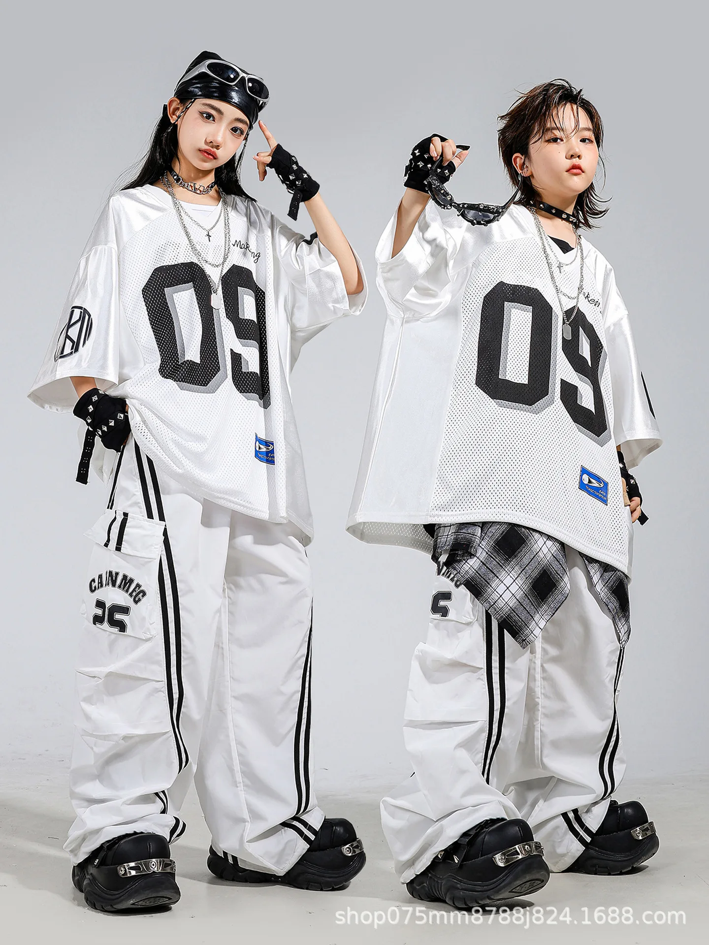 Street Dance Children's Dance Trendy Clothes Boys Fried Street Hip Hop Suit Girls Jazz Dance Catwalk Performance thumbnail 4