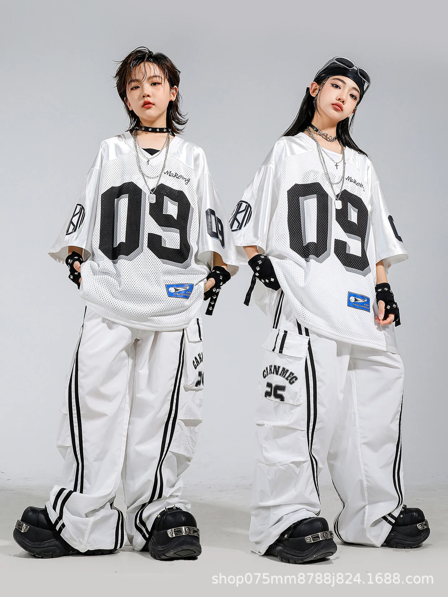 Street Dance Children's Dance Trendy Clothes Boys Fried Street Hip Hop Suit Girls Jazz Dance Catwalk Performance thumbnail 5