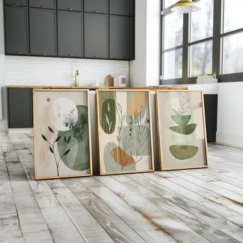 1/3pcs Bohemian Flower Plant Art Canvas Prints Minimalist Earthy Tone Plant Wall Art Posters for Modern Living Room Home Decor thumbnail 3