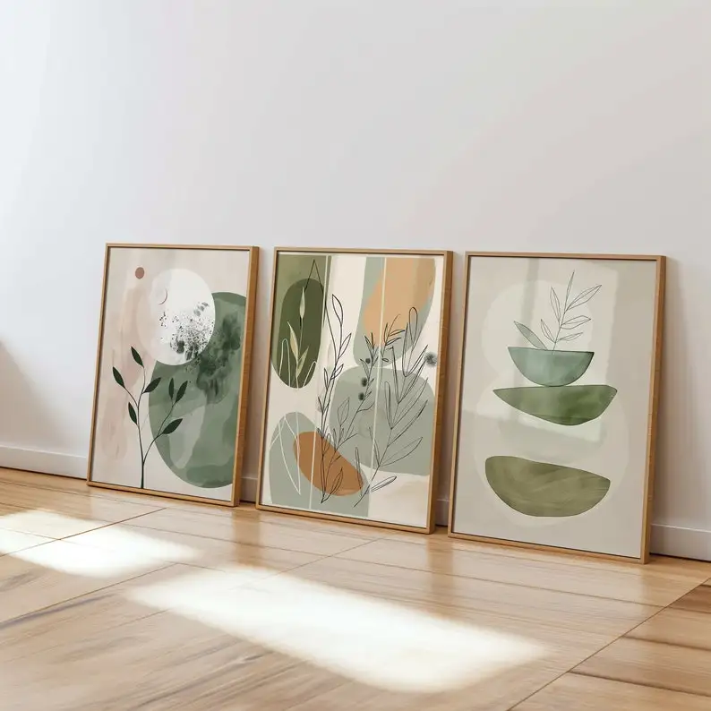 1/3pcs Bohemian Flower Plant Art Canvas Prints Minimalist Earthy Tone Plant Wall Art Posters for Modern Living Room Home Decor