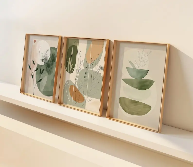 1/3pcs Bohemian Flower Plant Art Canvas Prints Minimalist Earthy Tone Plant Wall Art Posters for Modern Living Room Home Decor thumbnail 4