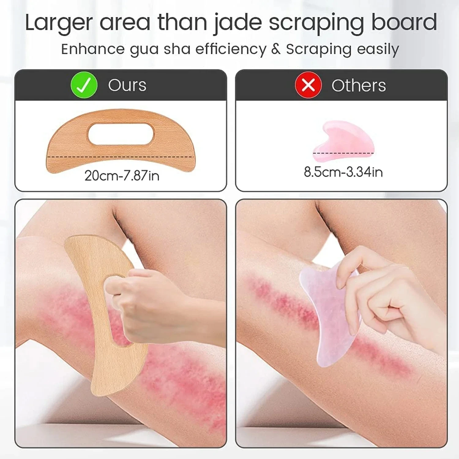 Wooden Cellulite Massager - Full Body Gua Sha Tool for Muscle Scraping & Back Massage, Natural Wood Care thumbnail 3
