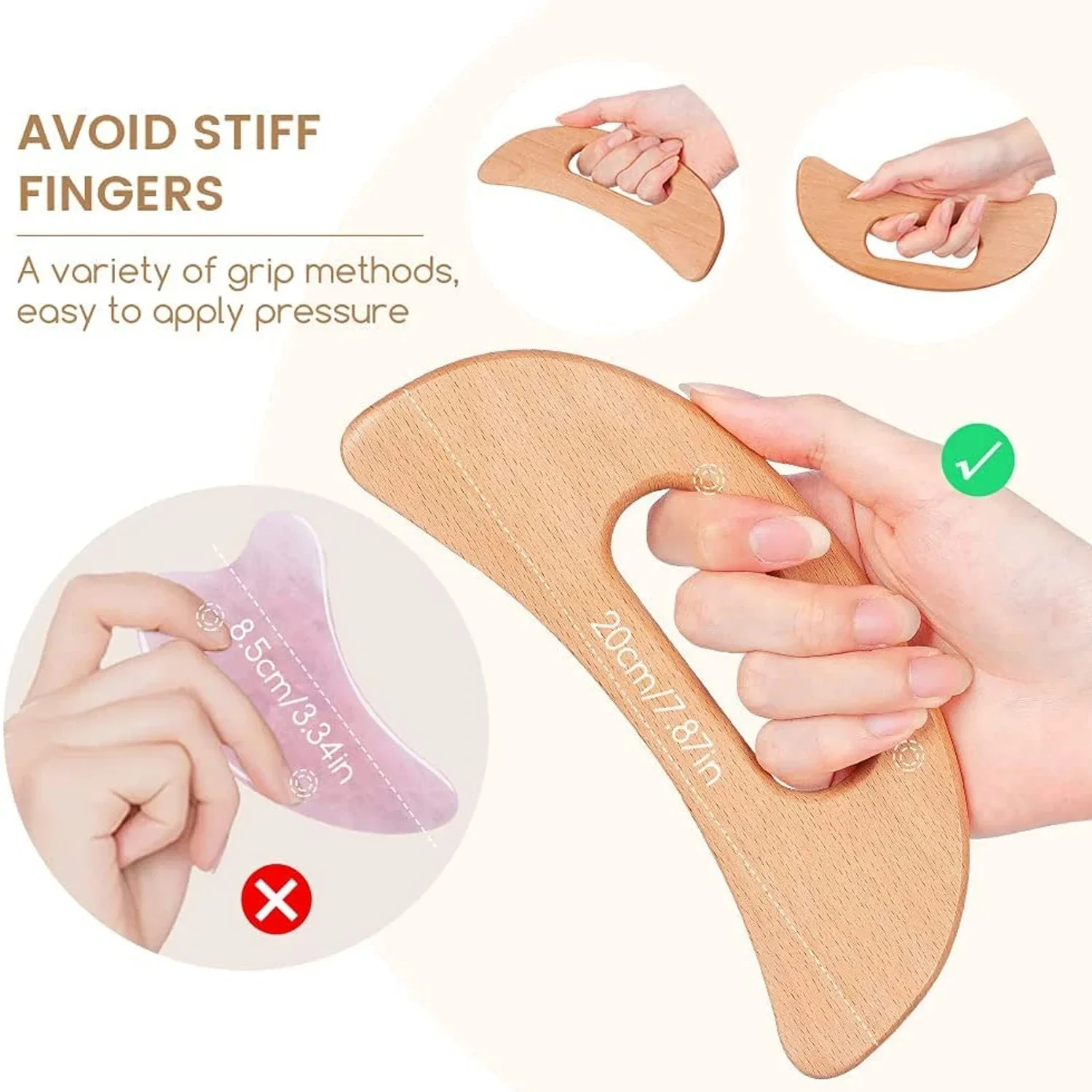 Wooden Cellulite Massager - Full Body Gua Sha Tool for Muscle Scraping & Back Massage, Natural Wood Care thumbnail 5