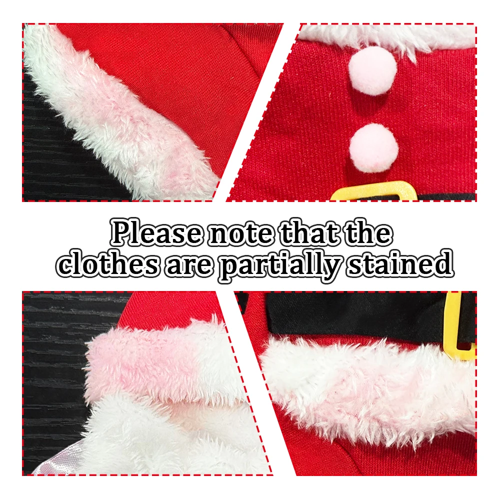 Cute Dog Santa Claus Outfit Christmas Costume for Small Dogs Cats Yorkie Cosplay Clothes Dress Up Jumpsuit Party Gifts Supplies thumbnail 3