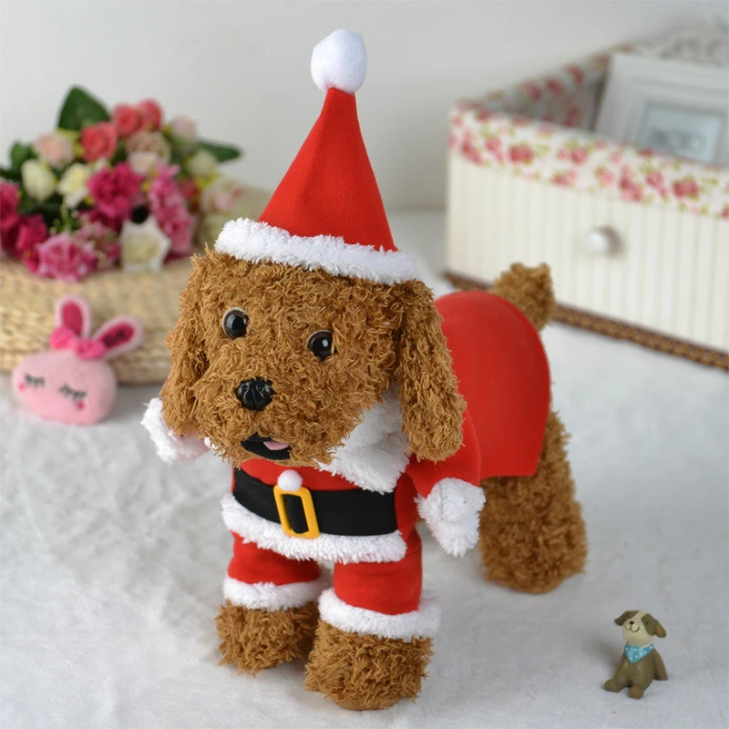 Cute Dog Santa Claus Outfit Christmas Costume for Small Dogs Cats Yorkie Cosplay Clothes Dress Up Jumpsuit Party Gifts Supplies thumbnail 5