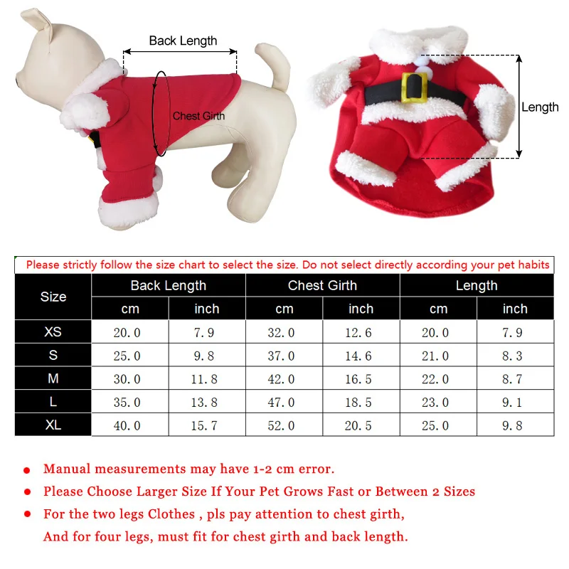Cute Dog Santa Claus Outfit Christmas Costume for Small Dogs Cats Yorkie Cosplay Clothes Dress Up Jumpsuit Party Gifts Supplies thumbnail 6