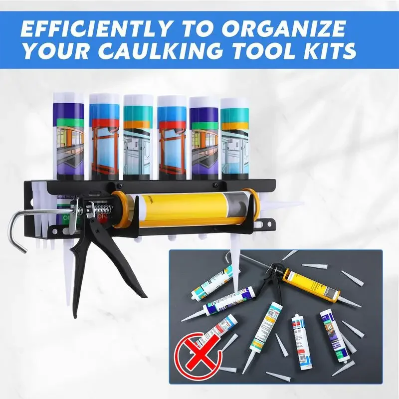 Caulking Tube Rack Grease Tube Rack Wall Mounted Sealant Organizer Tube Storage Caulking Tool Organizer Holds 6 Tubes thumbnail 5