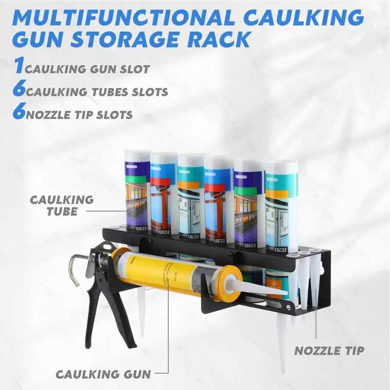 Caulking Tube Rack Grease Tube Rack Wall Mounted Sealant Organizer Tube Storage Caulking Tool Organizer Holds 6 Tubes thumbnail 4