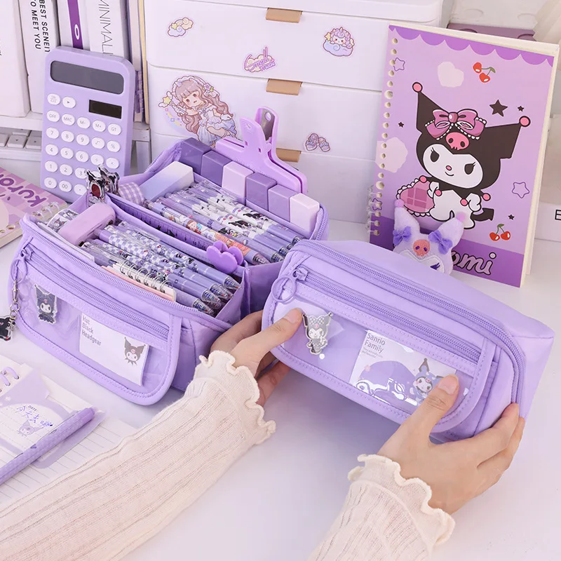Large Capacity Pencil Case with Zipper - Portable Stationery Bag for Students, School & Office Supplies Storage thumbnail 4