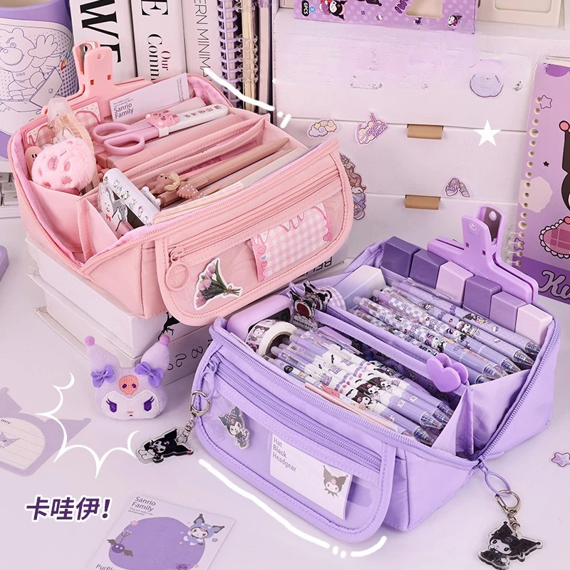 Large Capacity Pencil Case with Zipper - Portable Stationery Bag for Students, School & Office Supplies Storage thumbnail 2